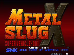 La schermata iniziale di Metal Slug X, uno dei games più giocati attualmente in sala