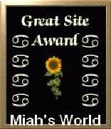 Miah's World "Great Site Award"