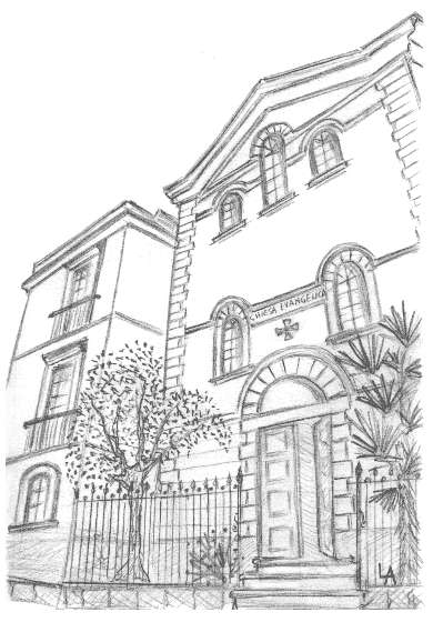 La Chiesa Valdese di Catania, in Via Naumachia (disegno di L.Acanfora)