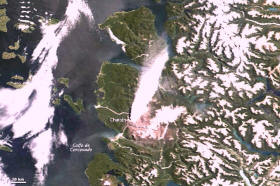 Chile-volcan Chaiten en erupcion,2009