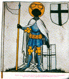 Bandiera portata alla battaglia di Nakel del 1431 dal Maresciallo di Livonia Werner von Nesselrode ,Rappresente San Maurizio leggendario comandante della legione Tebana.
